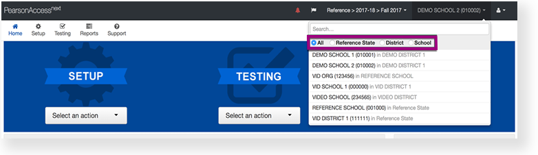 PearsonAccess Next Online Support > Change Your Organization and Test Administration > ChaOrgAdm_2.png
