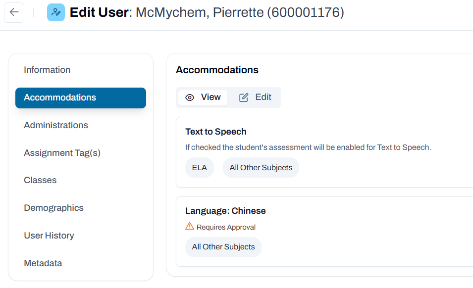 Sample Accommodations page