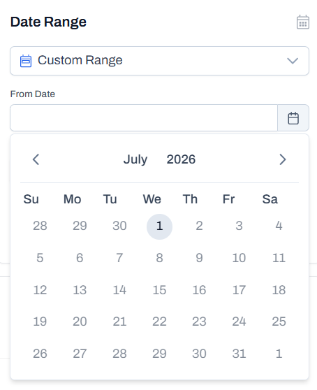 Date range selection for the Activity Report.