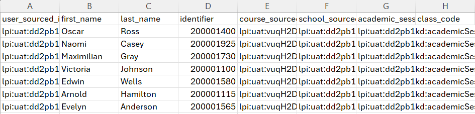 Sample Excel export.