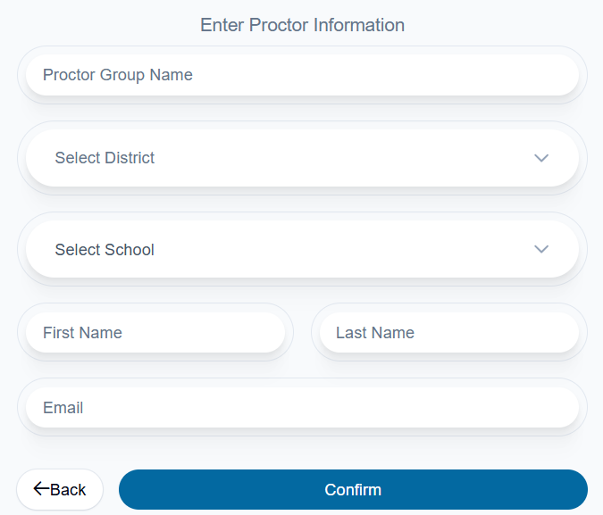 Enter proctor information form.