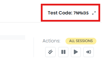 Test code highlighted at the top of the proctor dashboard.