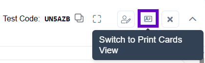 Switch to print cards view icon and tooltip highlighted.