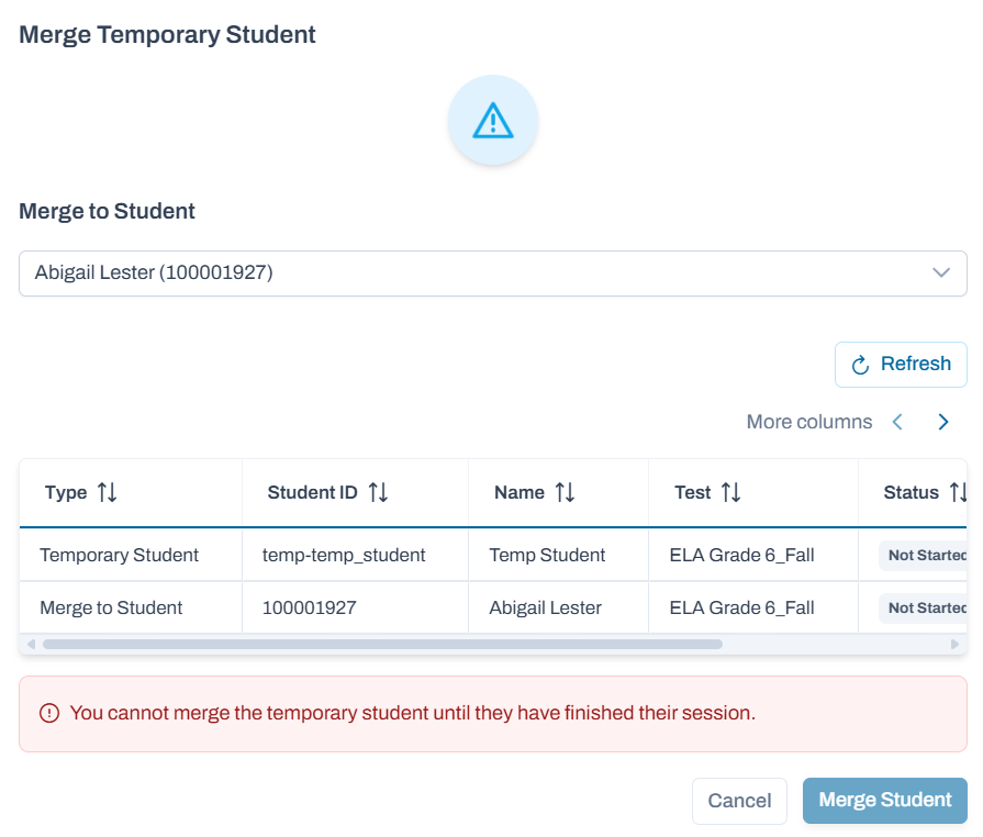 Merge student popup.