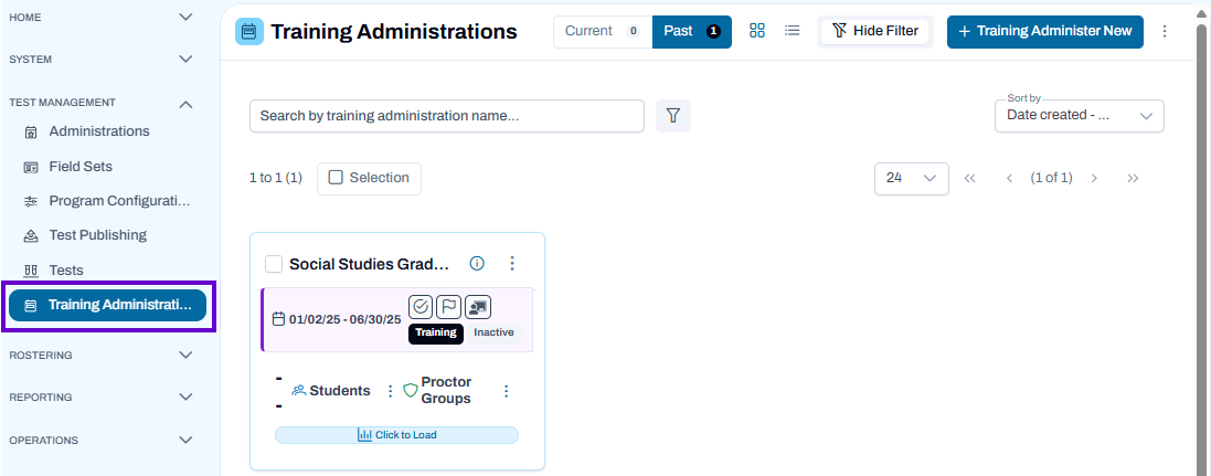 Sample Training Administration Card.
