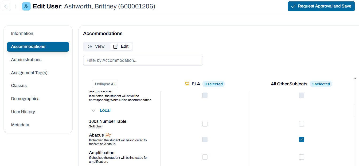 Request Approval and Save button.