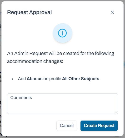 Request approval popup.