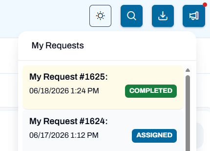 Accommodation request popup showing the request is complete.