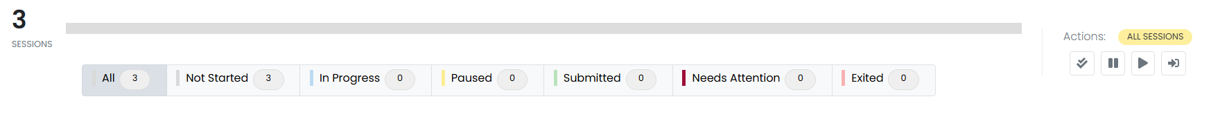 Progress Bar screen with actions for all students.