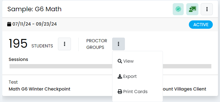 View option with magnifying glass icon in the Proctor Groups dropdown