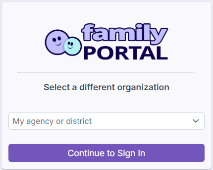 Image of organization selection screen